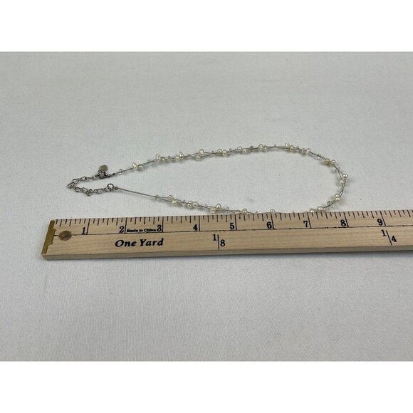 Vintage Faux Freshwater Pearl Clear Bead Multi-Strand Necklace Dainty - Picture 3 of 7